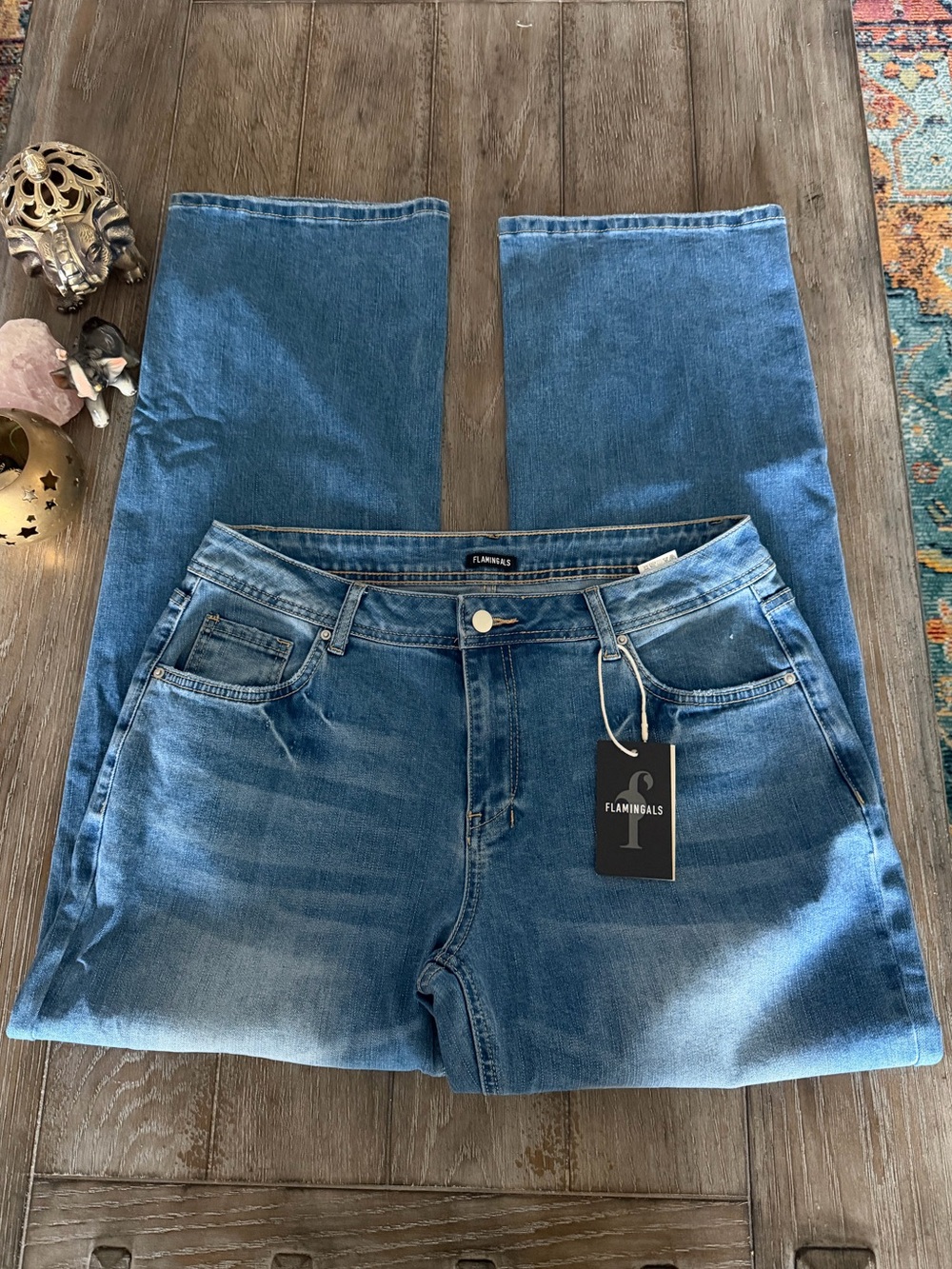 Flamingoals Blue Denim Jeans - Classic Medium Wash - Picture 1 of 10